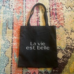 La Vie est belle Black Canvas Tote Bag Lancome